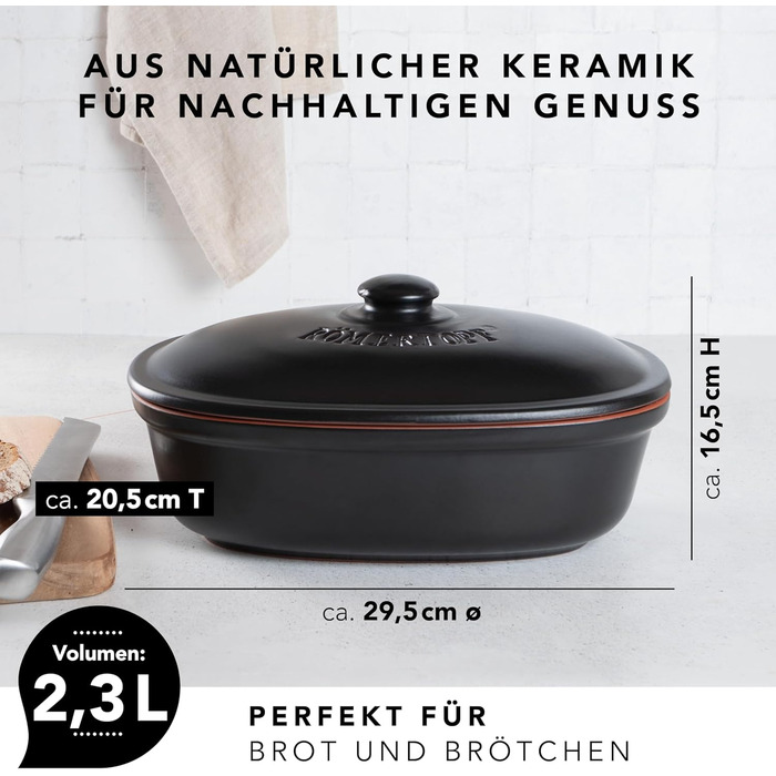 Хлебница 29,5 х 20,5 х 16,5 см Black Medi Oval Römertopf