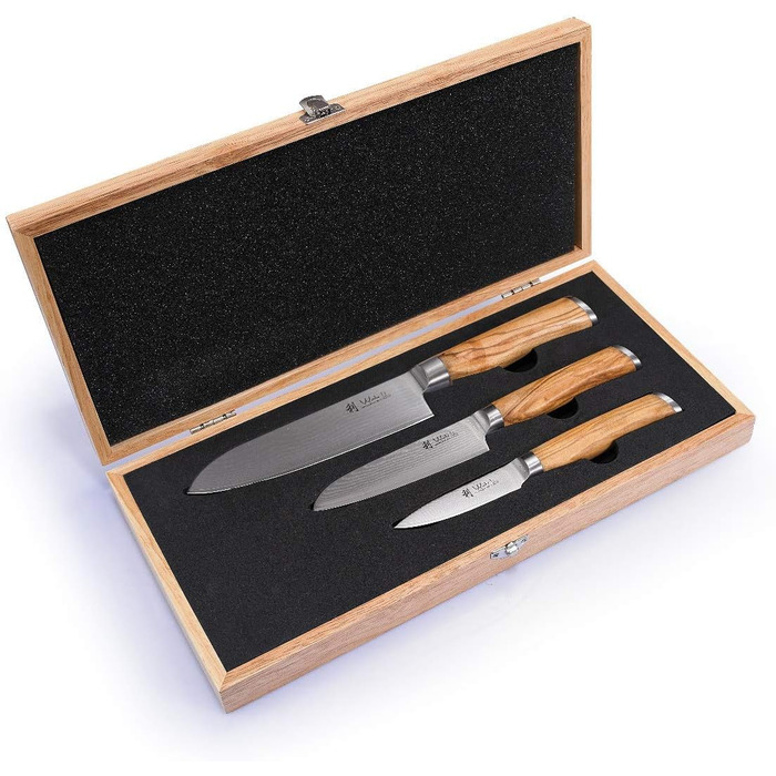 Набор из 3 ножей из дамасской стали Olive Wakoli