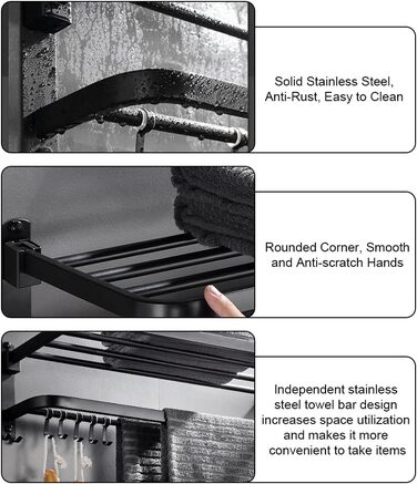 Вешалка для полотенец 58 см с крючками ‎HONPHIER