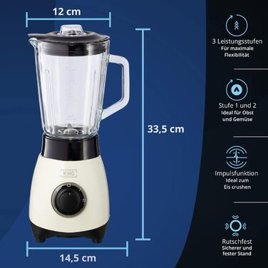 KHG Мини-блендер 33,5 х 14,5 см 250 Вт стекло/сталь Cream KHG