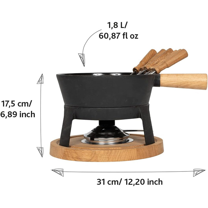 BOSKA Набор для сырного фондю 6 предметов чугун/сталь/дуб Pro L BOSKA