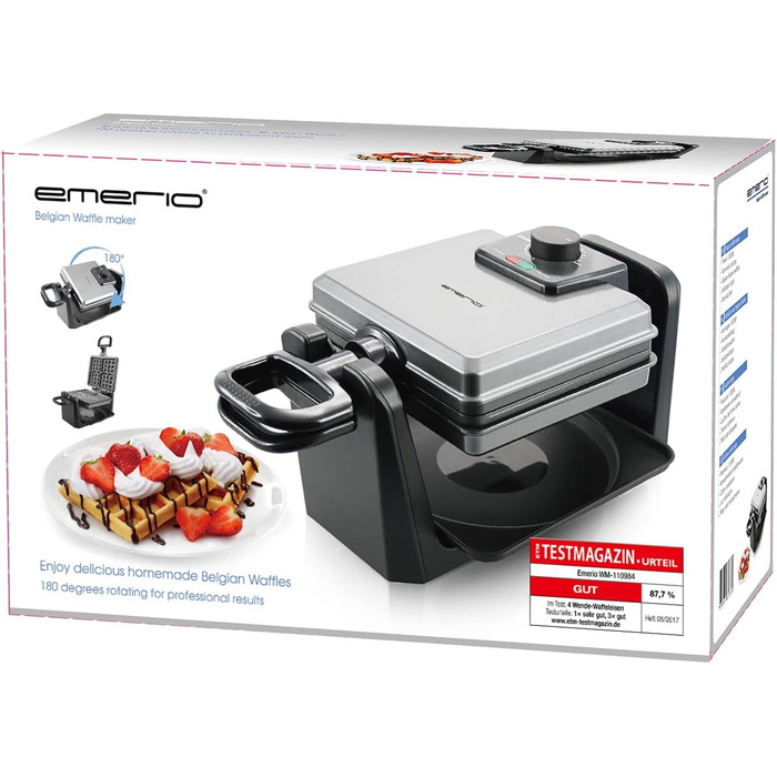 Вращающаяся вафельница для 4 бельгийских вафель 1000 Вт WM-110984.4 Emerio