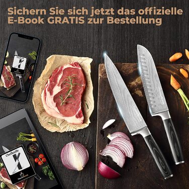 Поварской нож FlavourBomb из 67 слоев дамасской стали, рукоять из микарты, 20 см