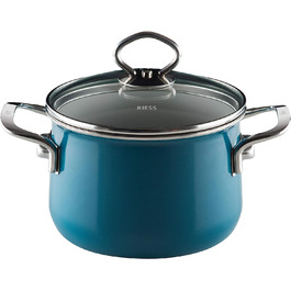 Кастрюля 2 л 16 см, эмалированная, синяя Riess 0701-010