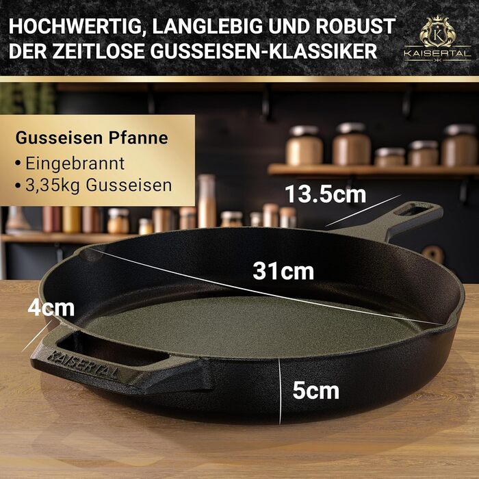 KAISERTAL Сковорода для стейка 31 х 5 см чугунная Black KAISERTAL