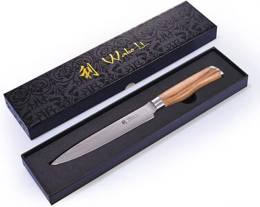 Нож для разделки мяса из даммаской стали с ручкой из оливкового дерева Wakoli