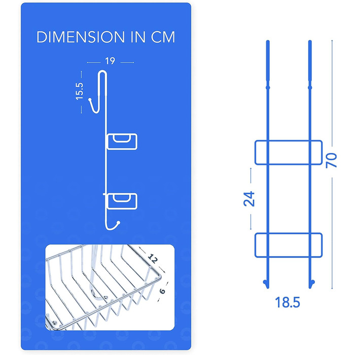 Подвесная полка для душа 70 см, белая Bamodi