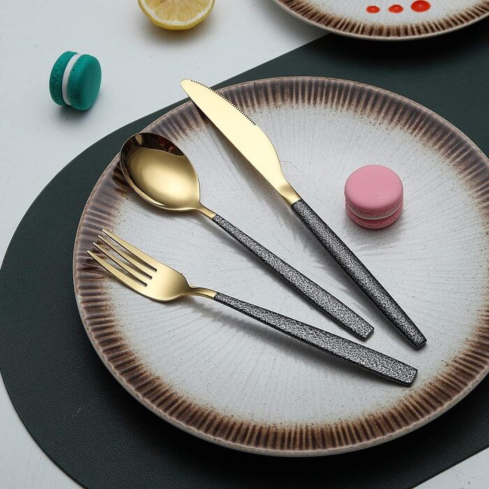 Набор столовых приборов 30 предметов Black Gold HOMQUEN