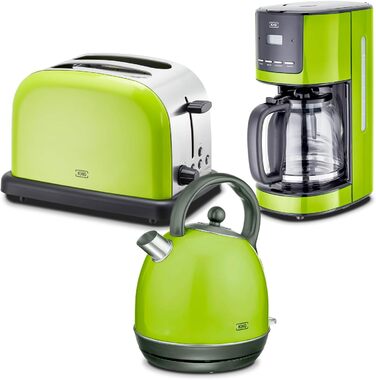 KHG Набор техники для кухни из кофеварки, электрочайника и тостера Green KHG