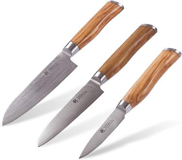 Набор из 3 ножей из дамасской стали Olive Wakoli