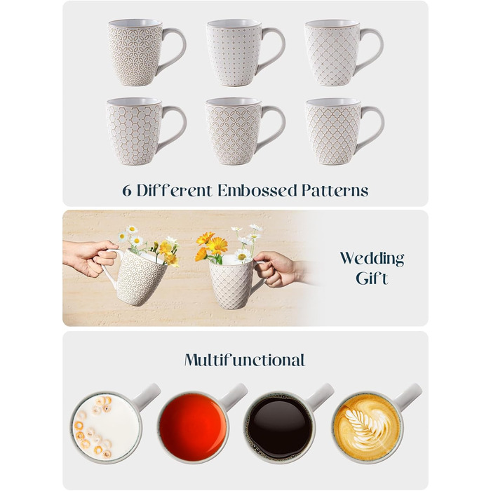 Набор кофейных кружек 0,56 л 6 предметов Vintage White DOWAN