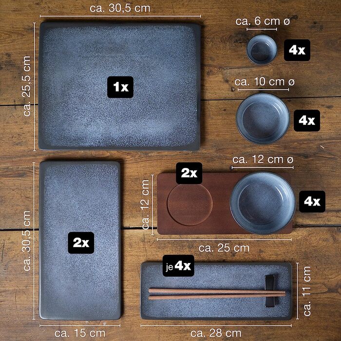 Набор посуды для суши 29 предметов Blue VIDA Moritz & Moritz