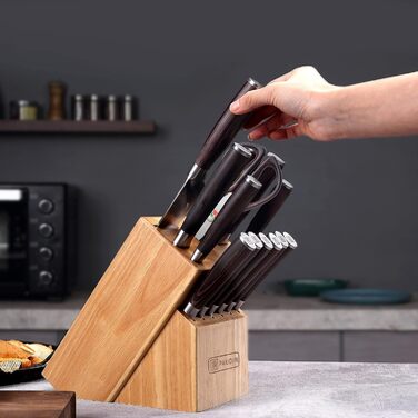 Набор кухонных ножей с деревянным блоком 14 предметов PAUDIN