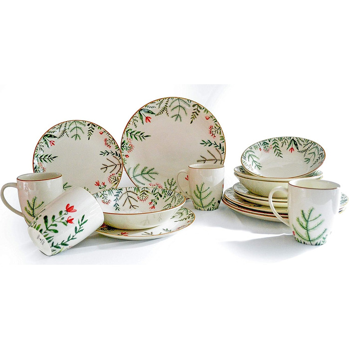 Столовый сервиз на 4 человека 16 предметов Greenery Leaves Series CreaTable