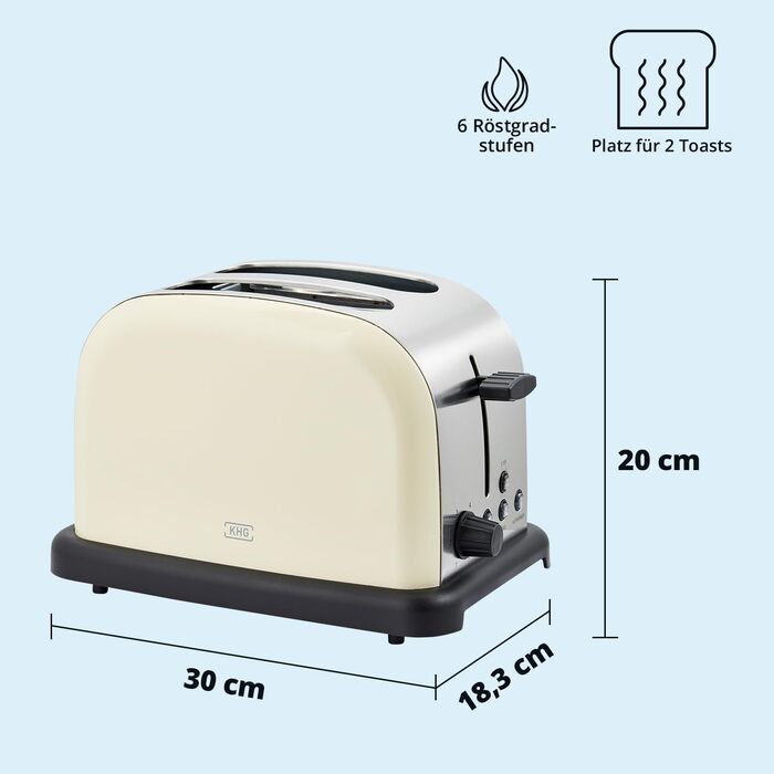 KHG Набор для завтрака из электрочайника 1,7 л и тостера на 2 ломтика KHG