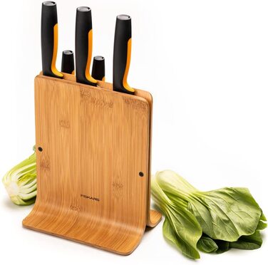 Набор ножей из нержавеющей стали, с подставкой Bamboo Design Fiskars