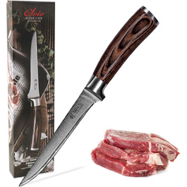 Профессиональный нож для филе из дамасской стали с ручкой из дерева пакка 14,50 см Wakoli 