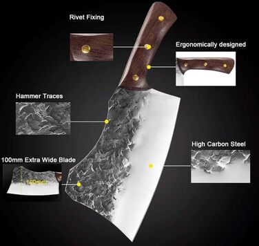 Нож-топорик для мяса Muxel SG8802-1223 из нержавеющей стали, 18 см
