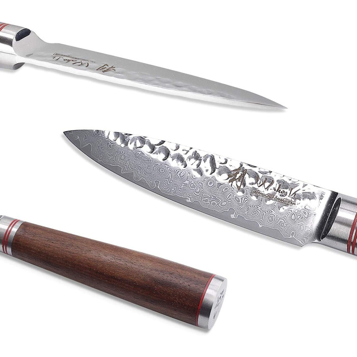 Профессиональный поварской нож из натуральной дамасской стали с рукояткой из орехового дерева 9 см 67 Wakoli