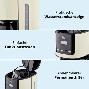 KHG Набор из кофеварки 1,5 л, электрочайника 1,7 л и тостера на 2 ломтика Cream KHG