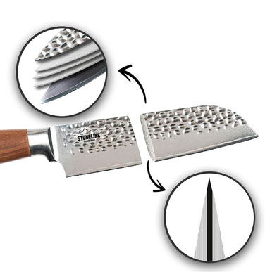 Поварской нож из дамасской стали 16,7 см, рукоять из грецкого ореха STONELINE