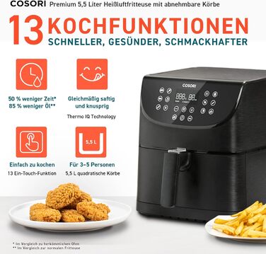 Фритюрница многофункциональная 5,5 л 1700 Вт Hot Air Fryer XXL COSORI