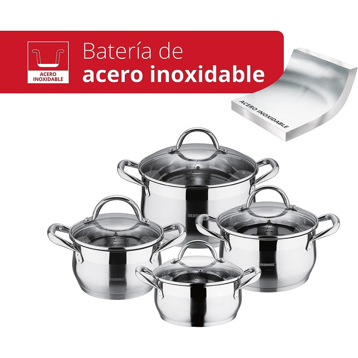 Набор из 4 кастрюль с крышками Gourmet Bergner