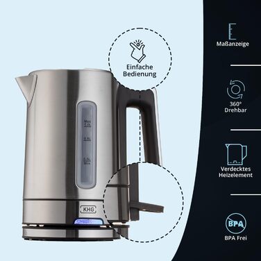 KHG Электрочайник 1 л нержавеющая сталь/пластик WK-105 ES KHG
