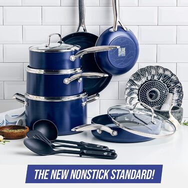 Набор кухонной посуды 14 предметов Diamond Texture Blue Diamond