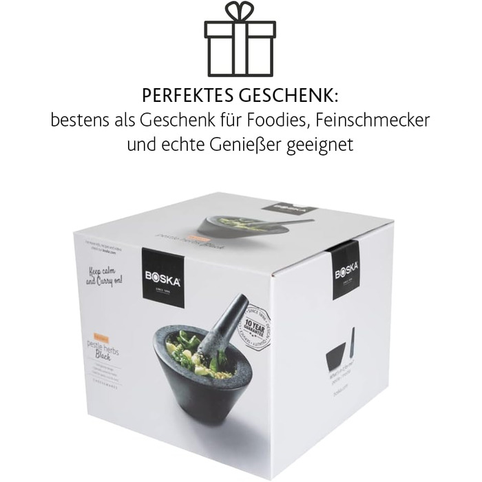 Ступка с пестиком 18 см чёрная BOSKA