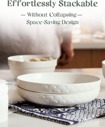 Набор фарфоровых тарелок для пасты 25,4 см 4 предмета White DOWAN