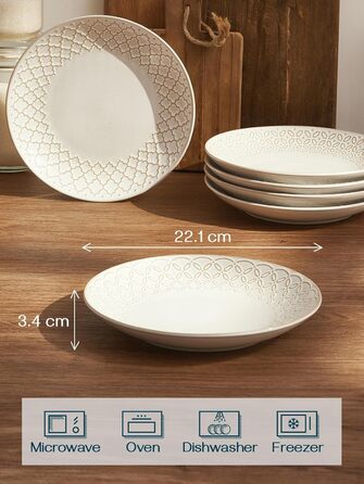 Набор десертных тарелок 22 см 6 предметов Vintage White DOWAN