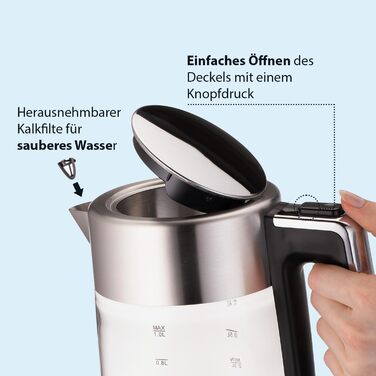 KHG Электрочайник 1 л 2200 Вт стекло/нержавеющая сталь WK-106 GE KHG