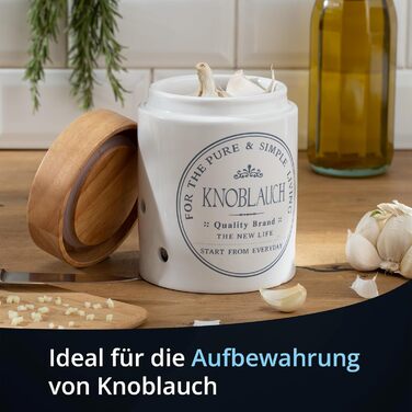 KHG Набор банок для хранения лука и чеснока керамика/бамбук White KHG