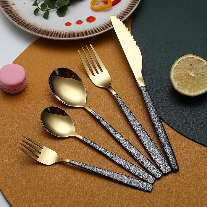 Набор столовых приборов 30 предметов Black Gold HOMQUEN
