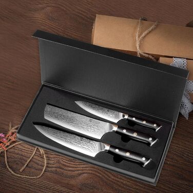 Набор ножей из дамасской стали 3 предмета VG10 Damascus PAUDIN