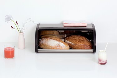 Хлебница со сдвигающейся крышкой 17,5х44,8х27 см матовая стальная с защитой от отпечатков пальцев Brabantia