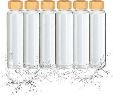 Набор из 6 бутылок для воды с бамбуковой крышкой 0,5 л Relaxdays