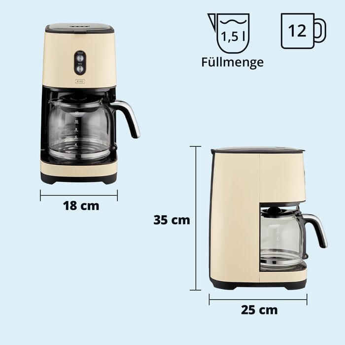 Кофемашина и электрочайник 2 предмета Cream Retro Vintage KHG