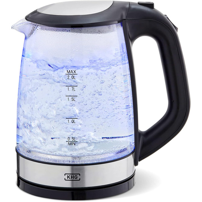 KHG Электрочайник 2 л без BPA 2200 Вт сталь/пластик/стекло KHG