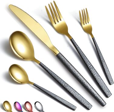 Набор столовых приборов 30 предметов Black Gold HOMQUEN