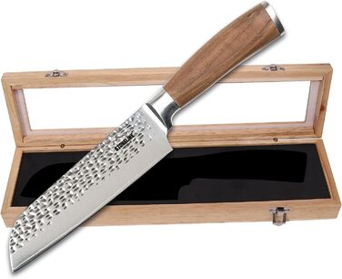 Поварской нож из дамасской стали 16,7 см, рукоять из грецкого ореха STONELINE