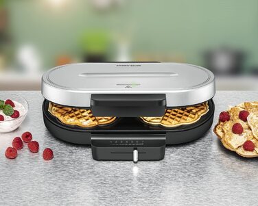 Вафельница ROMMELSBACHER / 1250 Вт / поверхность плиты 16 см / 2 плиты / черный, серебряный