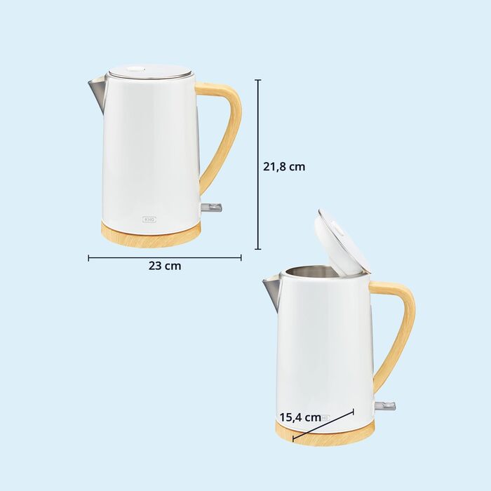 KHG Электрочайник 1,7 л нержавеющая сталь/пластик скандинавский стиль White KHG
