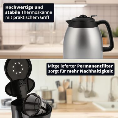 KHG Кофемашина на 8 чашек со съемным фильтром 1 л 870 Вт Black KHG