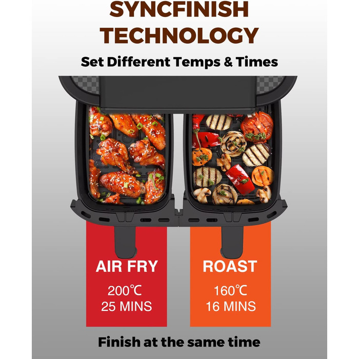 Двухзонная фритюрница JOYAMI XXL / 7,6 л / 6 программ / 2850 Вт