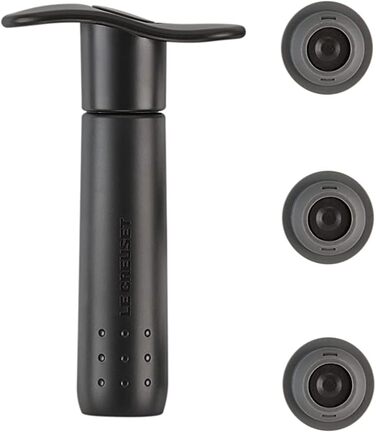 Набор вакуумный насос с 3-мя пробками для вина WA137 Matte Black Le Creuset