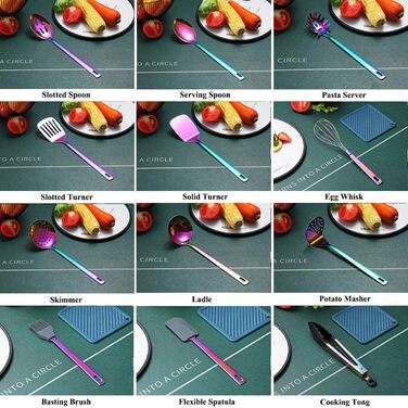 Набор кухонных приборов с подставкой 13 предметов Rainbow HOMQUEN