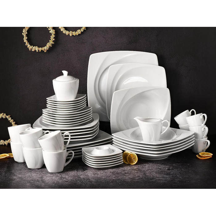 Столовый сервиз на 6 человек 50 предметов White Celebration series CreaTable