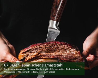 Профессиональный нож для филе из дамасской стали с ручкой из дерева пакка 14,50 см Wakoli